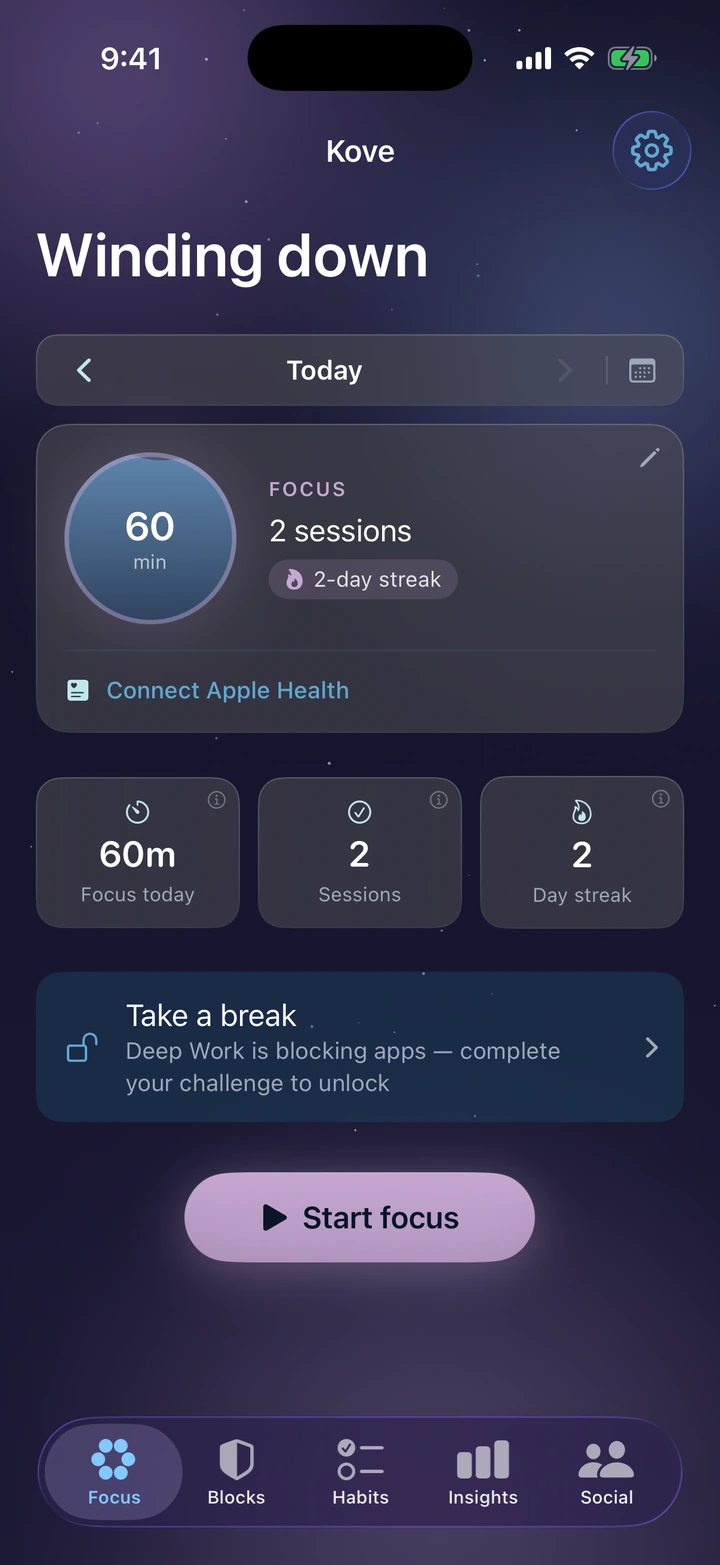 A screen from Kove.